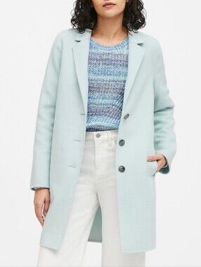 Banana Republic Wool Blend Unlined Double-Faced Topcoat Jacket Coat, Light Blue